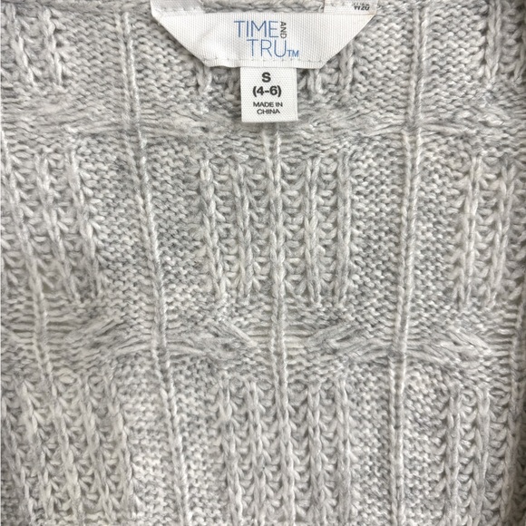 Grey cable knit open front sweater with pockets, Small 4/6 - Picture 5 of 7